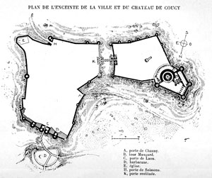 PLAN DE L'ENCEINTE DE LA VILLE ET DU CHATEAU DE COUCY