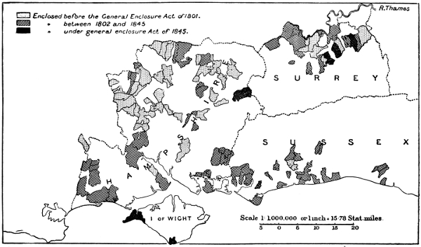 Map of Hampshire, Surrey and Sussex