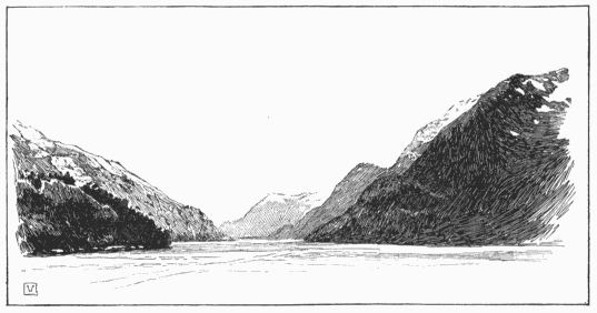 Looking west from Fortescue Bay, where the Spray was chased by Indians. (From a photograph.)