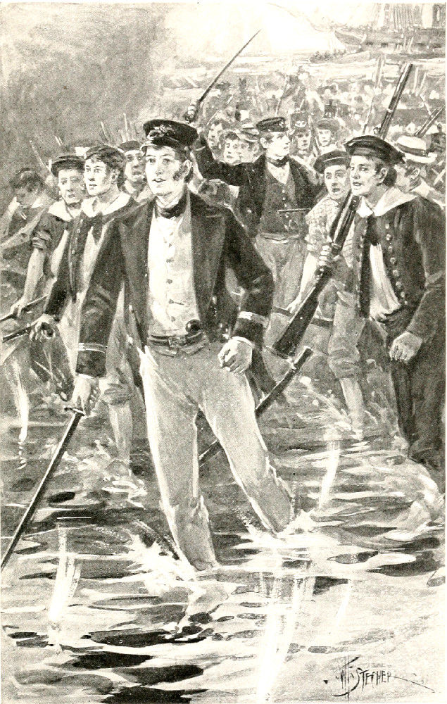 CAPTAIN PERRY HAD LEAPED OVERBOARD FROM THE FOREMOST OF THE FLEET OF BOATS.