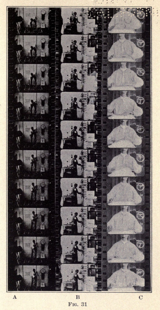 Fig 31 -  Micromotion of workman reaching with both hands for machine pieces