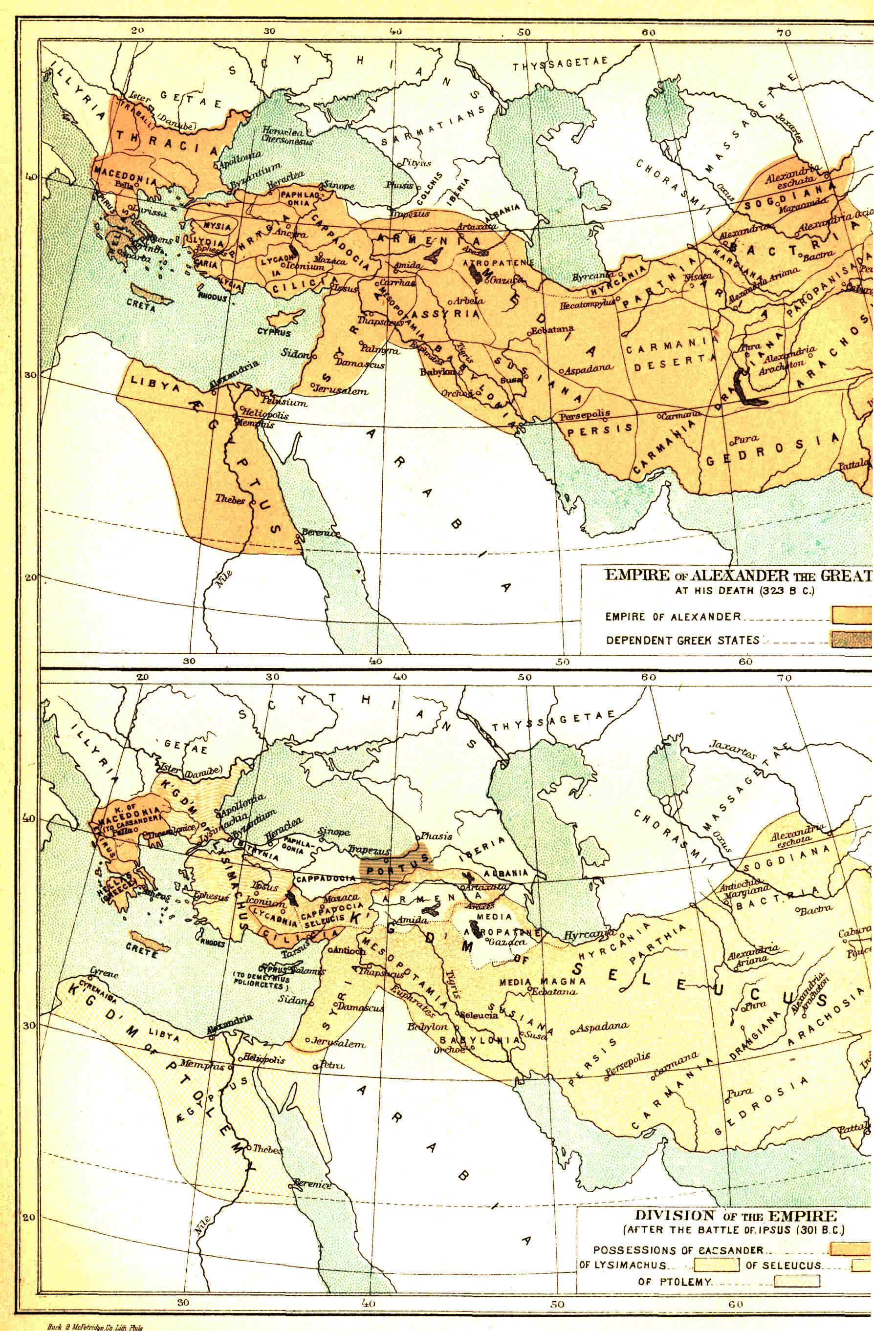 Four maps of the Empire of Alexander the Great and his successors.