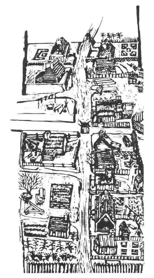 Drawing of Plimoth Plantation