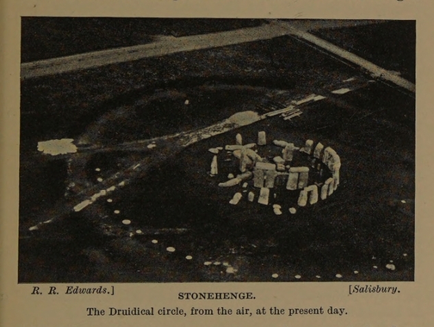 STONEHENGE. The Druidical circle, from the air, at the present day. R. R. Edwards.] [Salisbury.