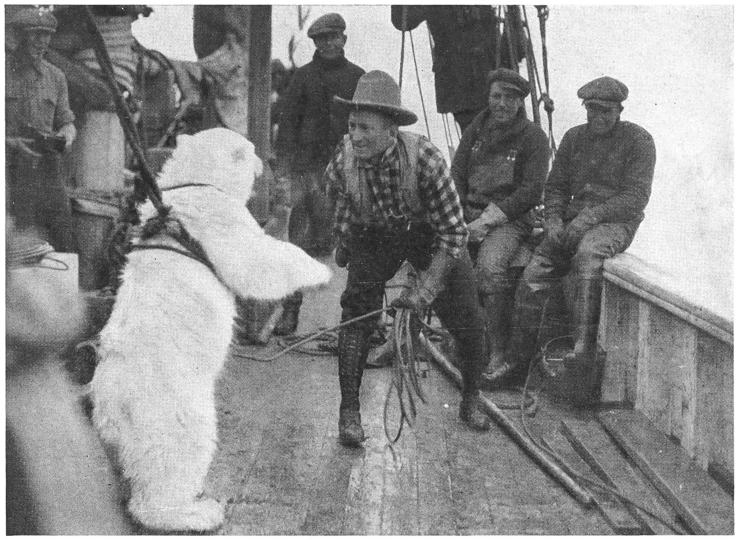 Carl and One of the Polar Bear Cubs He Roped.