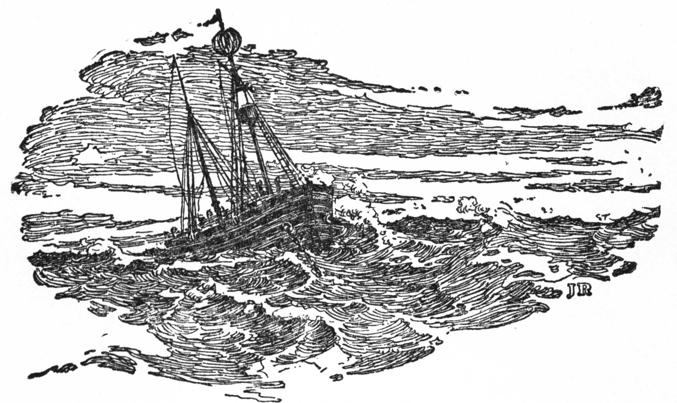 Wave tossed ship