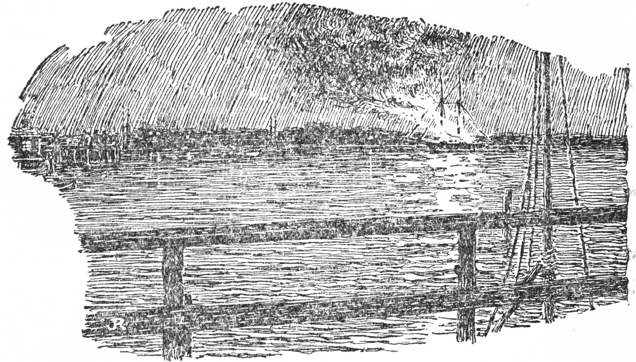 A sailing ship in the distance
