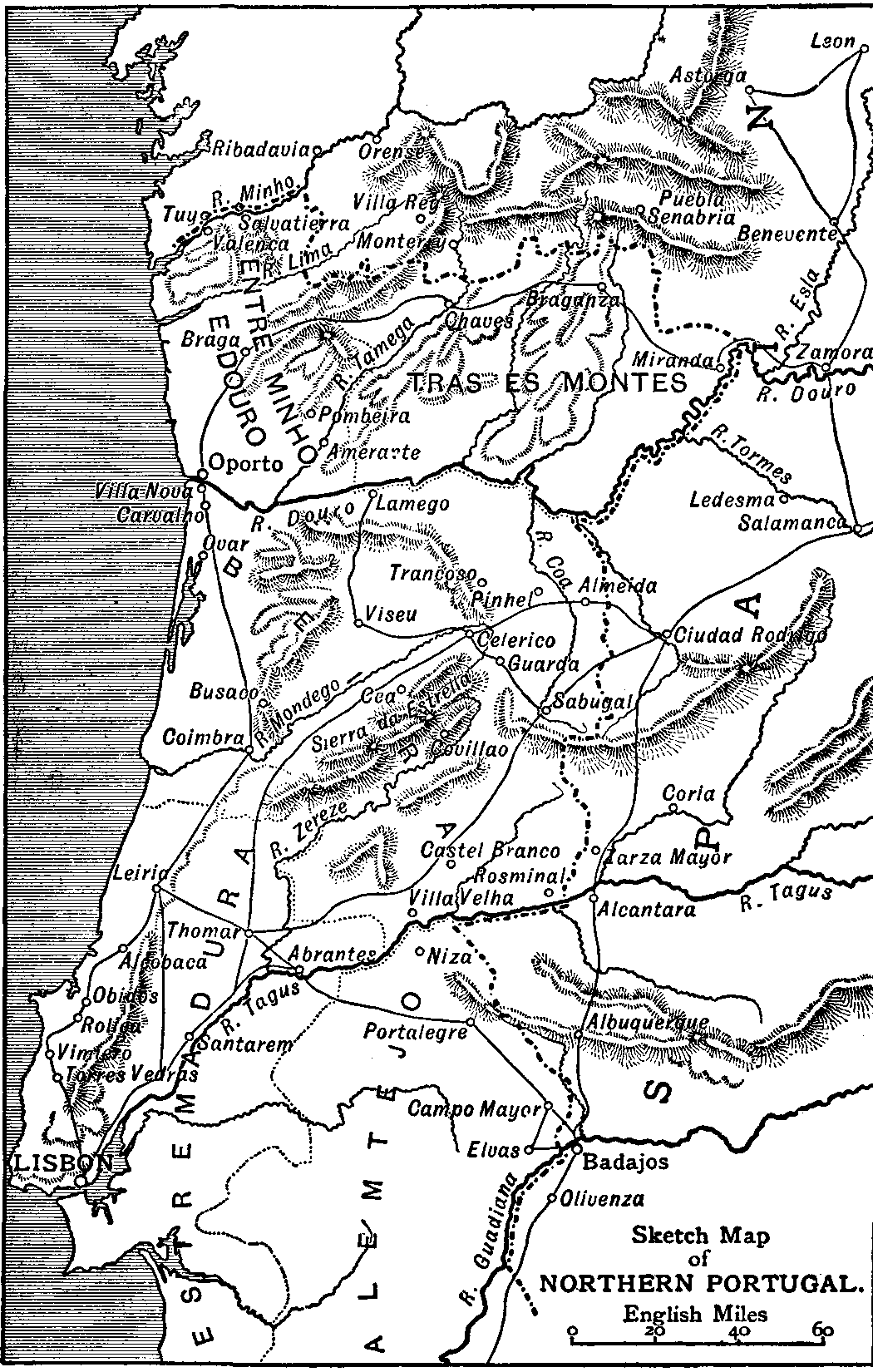 A sketch map of Portugal