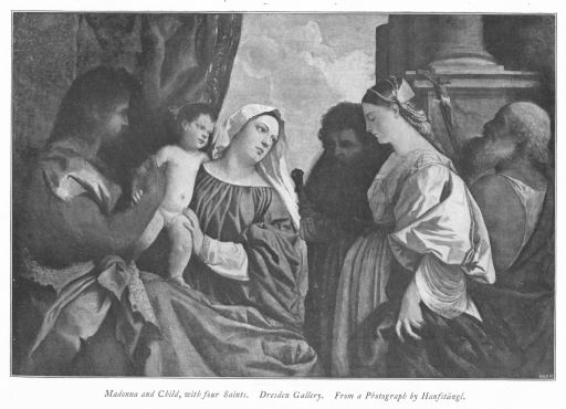 Madonna and Child, with four Saints. Dresden Gallery. From a Photograph by Hanfst&auml;ngl.