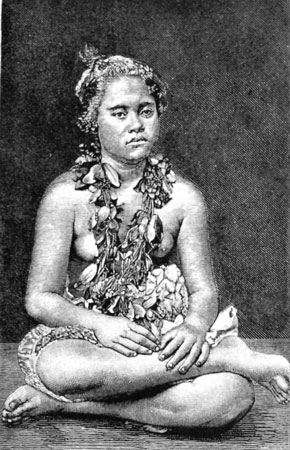 Samoan woman in costume of the past