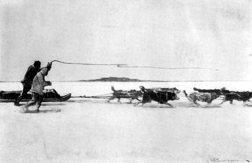 They ran by the side of the komatiks to keep warm