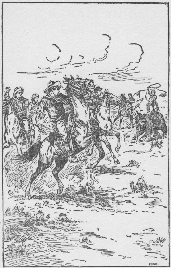 FILLED WITH MAD RAGE, HE WAS GALLOPING STRAIGHT TOWARD
THEM!&mdash;Frontispiece. .&mdash;Page 66