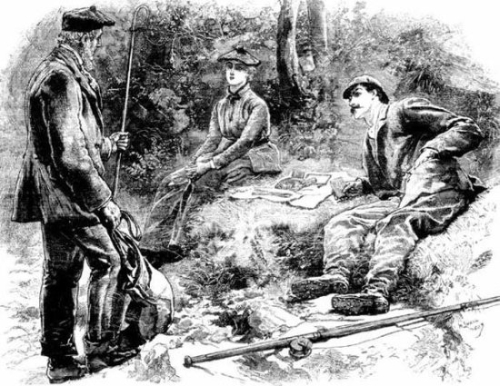 "Robert got the small parcels and the drinking-cups out
of the bag, and arranged them on the warm turf."