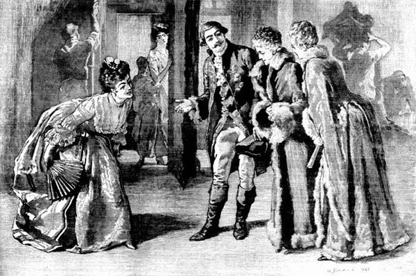 "And Nina, hanging some way back, could see them being
presented to Miss Burgoyne."