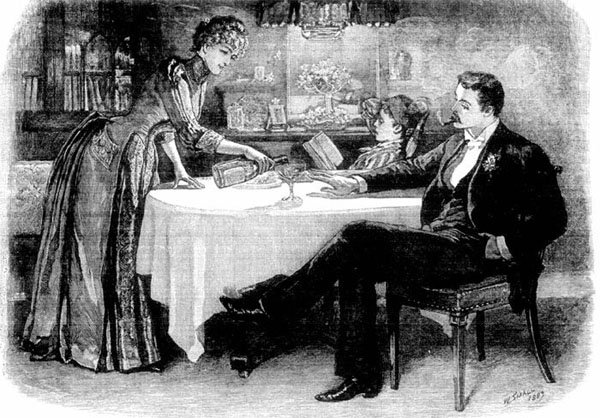 "And again she filled up his glass, which he had not
emptied."