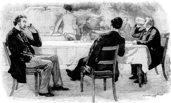 "When they had finished supper, Lionel Moore lit a
cigarette, and his friend a brier-root pipe."