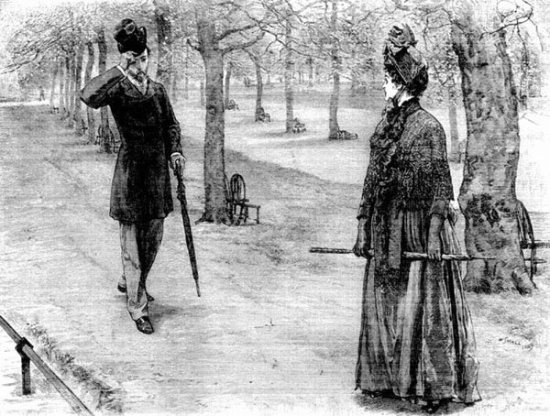 "Maurice walked back until he found a gate, entered, and
went forward and overtook her."