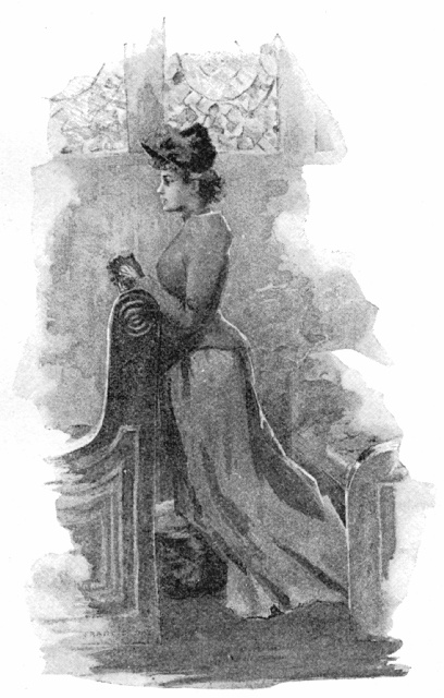 "SEE HER AT PRAYER! HER PLEADING HANDS BEAR NOT ONE GEM OF ALL HER STORE."&mdash;Page 4.