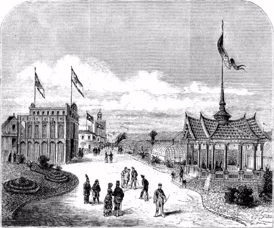 VIEW IN THE PARK OF THE TROCAD�RO, SHOWING THE PAVILIONS OF PERSIA AND SIAM.
