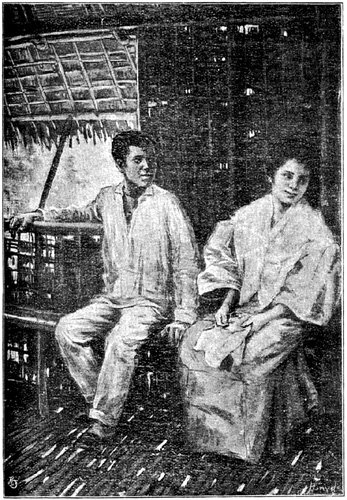 Binata't dalaga'y kapuwa naiwan
na magkaagapay sa kinauupan;
kapuwa tahimik, kapuwa alang̃&aacute;n
at kapuwa mandin nagkakahiyaan,
gay&oacute;ng magkalap&iacute;t sa is&aacute;ng luklukan.&mdash;(P&aacute;g. 35)