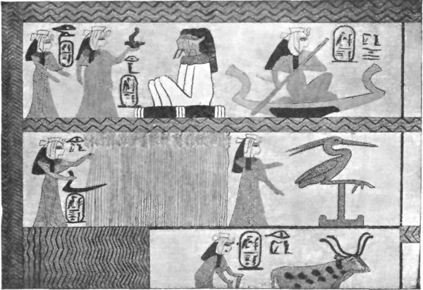 FIG. 4.—VIGNETTE ON PAPYRUS, LOUVRE.

(FROM PERROT AND CHIPIEZ.)