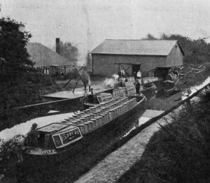 WHARF AT FACTORY AT KNIGHTON, AT WHICH MILK IS EVAPORATED FOR MILK CHOCOLATE MANUFACTURE.
(Messrs. Cadbury Bros., Ltd.)