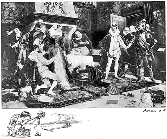 Murder of the favorite, Rizzio, at the feet of Mary
Stuart, by her husband and associate conspirators