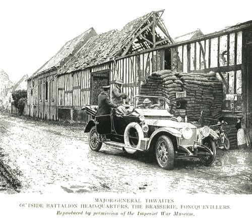 Major-general Thwaites
Outside Battalion Head-quarters, The Brasserie, Foncquevillers.