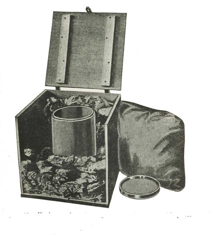 Fireless cooker, showing method of packing with
paper
