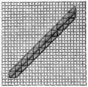 FIG. 856. TRIANGULAR TURKISH STITCH
WORKED DIAGONALLY.
TWO JOURNEYS TO AND FRO FORMING THE
COMPLETE ROW.