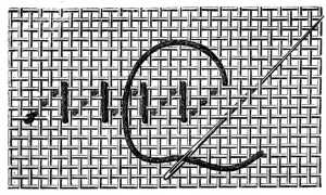 FIG. 857. TRIANGULAR TURKISH STITCH
WORKED HORIZONTALLY.
FIRST JOURNEY.