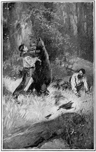 "The grizzly folded Frank in his embrace, crushing the
lad against his shaggy breast." (See page 205)