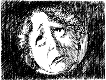 Close up of woman’s distraught
face.