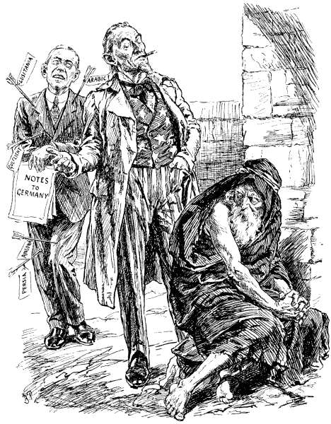 Caricatures of Woodrow Wilson, Uncle
Sam and Job.