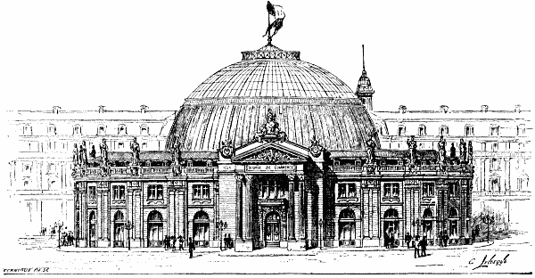 FIG. 1.&mdash;EXTERNAL VIEW OF THE COMMERCIAL EXCHANGE OF PARIS.