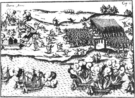 Sturm auf Buenos Aires durch die vier verb&uuml;ndeten Indianerst&auml;mme 1536