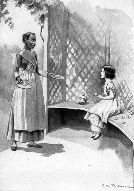 A Tea-party in the Summer-House.

"Dovey appeared with a large saucer of peaches and cream."