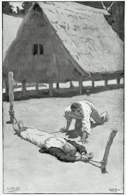 STEPHEN CRAWLS TO THE RESCUE OF HIS CHUM, JOYCE. STEPHEN CRAWLS TO THE RESCUE OF HIS CHUM, JOYCE.