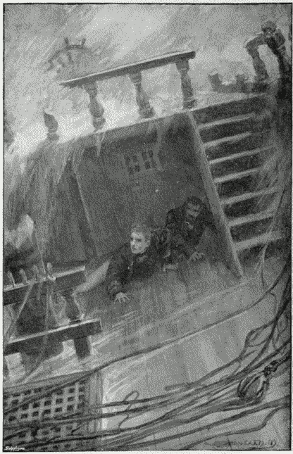 “THE SHIP FELL WITH A CRASH THAT THREW STEVE AND THE CAPTAIN OFF THEIR FEET.” THE SHIP FELL WITH A CRASH THAT THREW STEVE AND THE CAPTAIN OFF THEIR FEET.