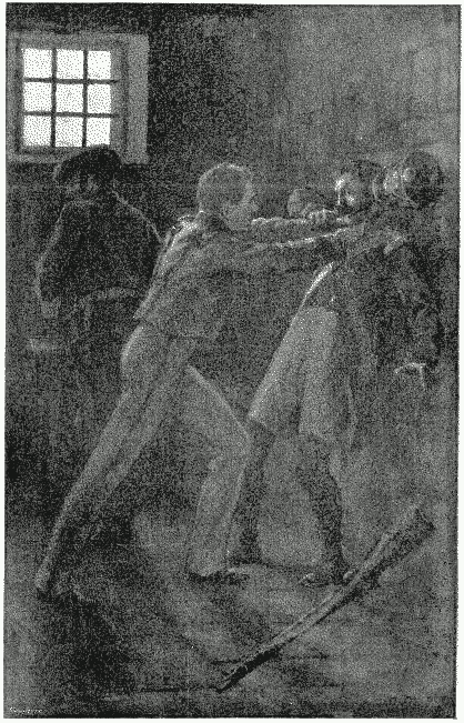 STEPHEN MAKES A DASH FOR LIBERTY, AND GRAPPLES WITH THE GUARD. STEPHEN MAKES A DASH FOR LIBERTY, AND GRAPPLES WITH THE GUARD.