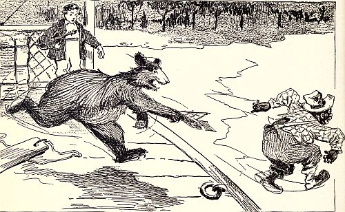 THE FAT FUGITIVE LEAPED OVER INTO THE RIVER.