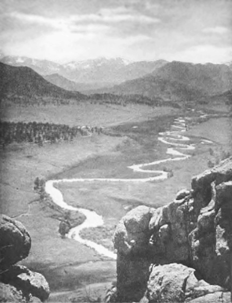 ESTES PARK AND THE BIG THOMPSON RIVER FROM THE TOP OF
MT.&nbsp;OLYMPUS
