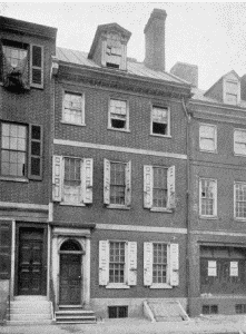 Plate VII.&mdash;Blackwell House, 224 Pine Street. Erected
about 1765 by John Stamper; Wharton House, 336 Spruce Street. Erected
prior to 1796 by Samuel Pancoast.