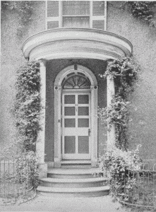 Plate XXXIII.&mdash;Entrance Porch and Doorway, Upsala,
Germantown; Elliptical Porch and Doorway, 39 Fisher's Lane, Wayne
Junction.