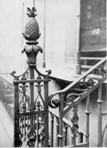 Plate XXXIX.&mdash;Iron Newel, Fourth and Liberty Streets;
Iron Newel, 1107 Walnut Street.