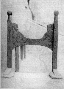 Plate XL.&mdash;Footscraper, Wyck; Old Philadelphia
Footscraper; Footscraper, Third and Spruce Streets; Footscraper,
Dirck-Keyser House, Germantown.