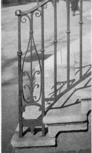 Plate XLII.&mdash;Iron Stair Rail and Footscraper, South
Seventh Street (section); Iron Stair Rail and Footscraper, South Fourth
Street (section); Iron Stair Rail and Footscraper, Seventh and Locust
Streets (section); Iron Stair Rail and Footscraper, Seventh and Locust
Streets (section).