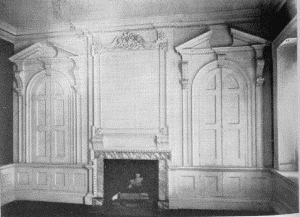 Plate LXI.&mdash;Chimney Piece in the Hall, Stenton; Chimney
Piece and Paneled Wall, Great Chamber, Mount Pleasant.