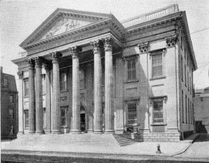Plate XC.&mdash;Old Stock Exchange, Walnut and Dock Streets;
Girard National Bank, 116 South Third Street.