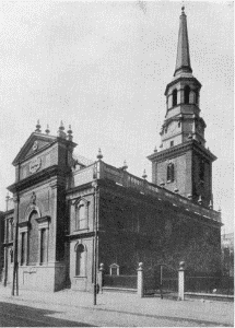 Plate XCI.&mdash;Christ Church, North Second Street near
Market Street. Erected in 1727-44; Old Swedes' Church, Swanson and
Christian Streets. Erected in 1698-1700.